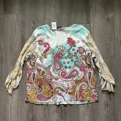 Bila Womens 2X Top Blouse Multicolor Jeweled Floral - Picture 9 of 9