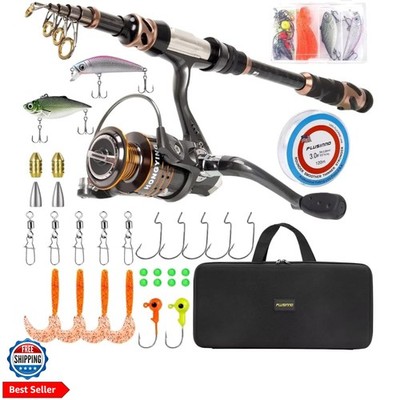 Fishing Rod and Reel Combos - Carbon Fiber Telescopic Fishing Pole - Spinning...