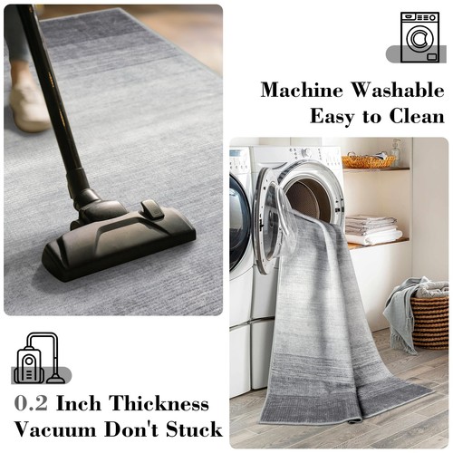 Washable Grey Area Rug 3x5, Modern Ombre Entry Rug Throw Rugs for Living Room... - Bild 4 von 8