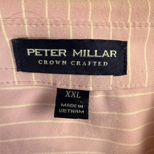 Peter Millar Men's XXL Pink White Stripe Polo Shirt Crown Crafted Golf - Picture 2 of 7