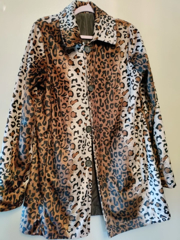 Леопардовый принт искусственного меха шоколад пальто двусторонний водонепроницаемый с карманами Unbrand - Изображение 4 из 4