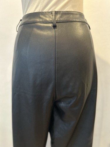 Topshop Black Stretch Faux Leather Pleather Flared Trousers / Jeans UK Sz 16 L31 - Picture 6 of 18