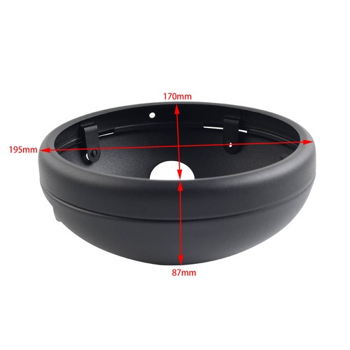 Glossy Black 7" Motorcycle Round Headlight Headlamp Housing Cover Bucket - Picture 2 of 9