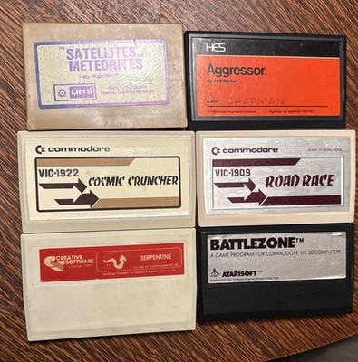 VIC-20 Cartridge Lot Battlezone Serpentine Cosmic Cruncher Road Race aggressor