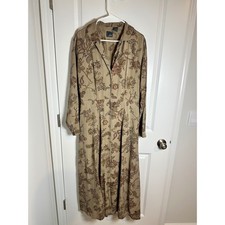 Lizwear Floral Rayon Maxi Shirt Dress Collared Long Sleeve Cottagecore