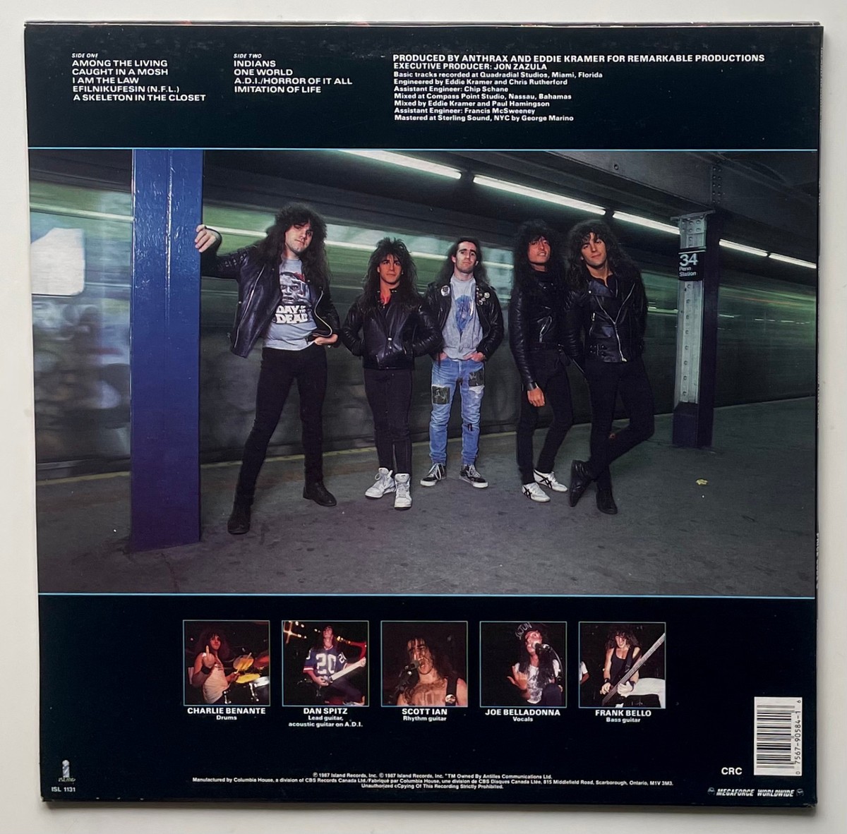 ORIGINAL Vtg 1987 ANTHRAX Album AMONG THE LIVING Vinyl RECORD Lp