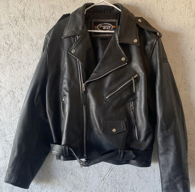 #ad CUSTOM BILT Men#x27;s Black Leather Biker Motorcycle Jacket Size XXL 2XL $35.00