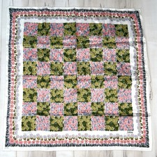 VTG ECHO Chinon Azlon  Silk Pink Green Floral SCARF 23" Square Handrolled Hems