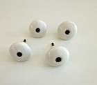 4 Vintage Porcelain Off White Cabinet Drawer Knob Lot 1.5 inches Diameter