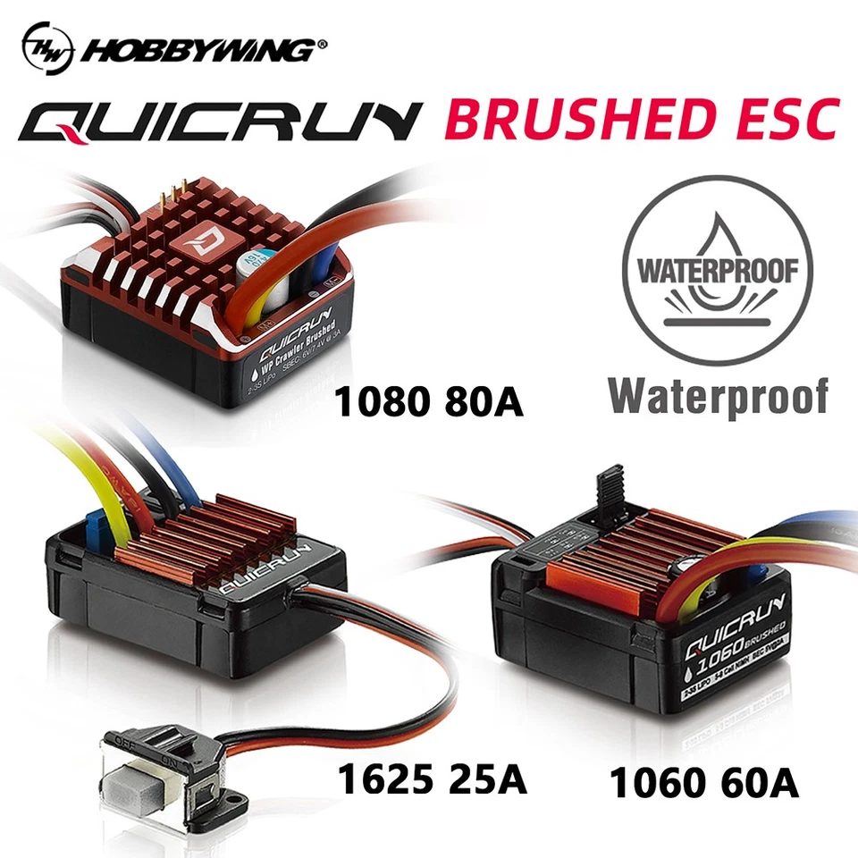 HobbyWing QuicRun 60A / 25A Brushed Waterproof ESC For 1/10 1/18 1/16 RC Car - Image 2 of 4