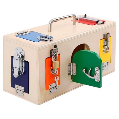 Montessori Lock and Key Toy, Wooden Activity Cube for Toddlers, Wooden Busy L...