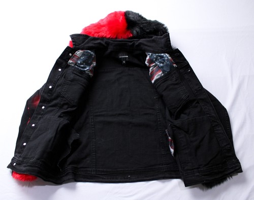 Rockstar Original Kids' Demna Faux Fur Jacket Set NC3 Black/Red Size 12 - Picture 3 of 6