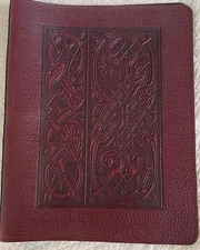 Oberon Design Leather 3 Ring Binder Celtic Hounds in Wine New Retired