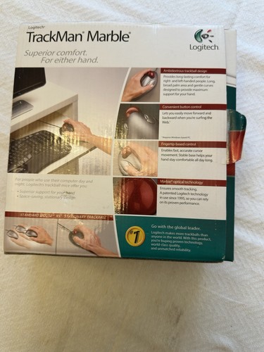 2014 Logitech Trackman Marble Trackball Mouse Superior Comfort  NIB Seal Broken - Picture 5 of 7