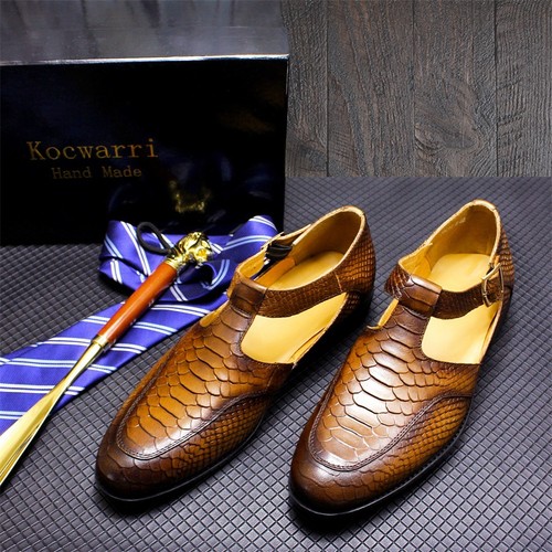 Echtleder Sandalen Herren Rindsleder Spitz zulaufend Mode Schnalle Formell Leder Schuhe - Bild 2 von 22