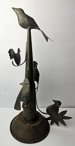 KAREN K DUNWOODY (K HURD) signierte Blechdose Volkskunst Vögel im Baum Skulptur Spengler - Bild 1 von 15