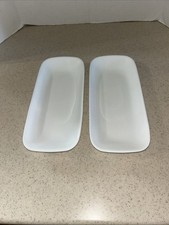 CORELLE VITRELLE PURE WHITE 4 5/8" X 10 1/2" OBLONG APPETIZER TRAY   SET OF 2