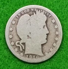 (Key Date) 90% Silver 1916 D Barber Quarter Denver Mint 25C US Coin Circulated
