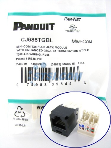 GENUINE Panduit CJ688TGBL Cat6 Mini-Com Jack Module, Black ~STSI - Picture 1 of 3