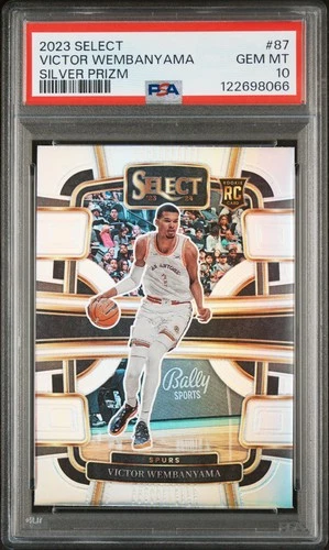 2023 PANINI SELECT SILVER PRIZM #87 VICTOR WEMBANYAMA ROOKIE RC PSA 10