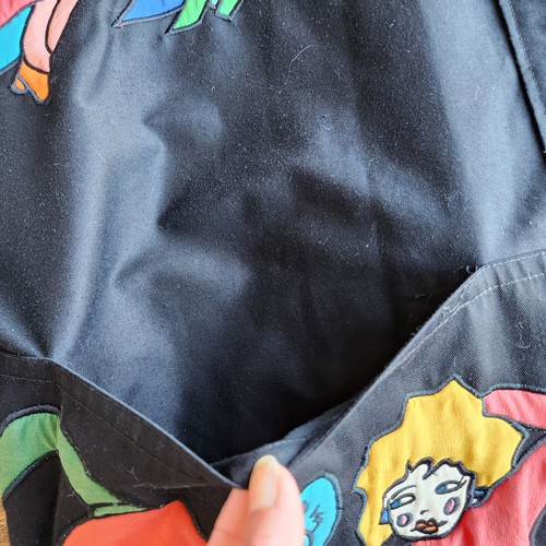 Vintage Silkscapes Appligue Art to Wear Oversize Jacket Button Pocket Black O/S - Picture 9 of 11