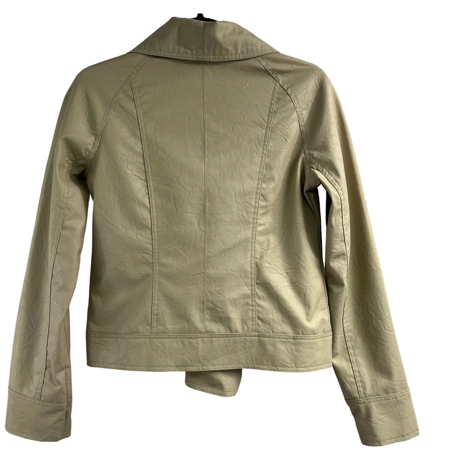 Chaqueta de Moto Jack Crema Imitación Cuero Para Mujer Talla S Preppy Bikercore Elegante Otoño Foto 3 de 4