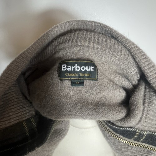 Barbour Jumper Mens Medium 100% Wool 1/4 Zip Pullover Sweater Tartan Elbow Patch - Picture 6 of 8