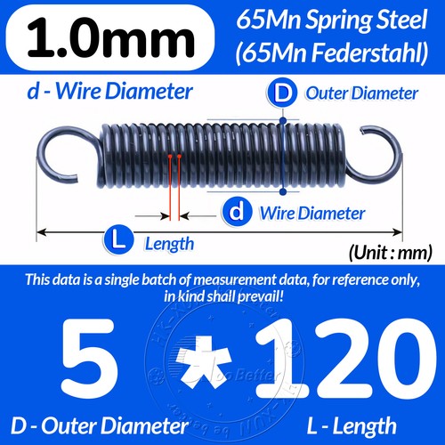L=20-300mm Zugfeder mit Haken, Zugfedern Feder Federstahl, d=1,0mm, D=5-12mm - Picture 40 of 179