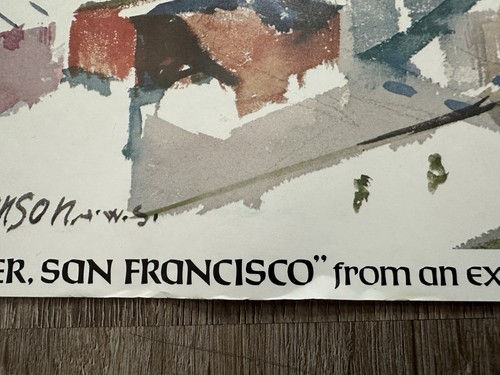 VTG 1977 Coit Tower San Francisco Watercolor Print Signed Cecile Johnson Poster - Picture 4 of 16