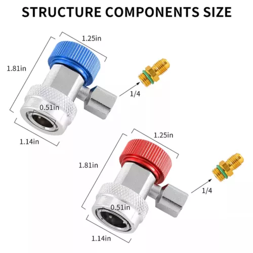 2x Car Quick R134A Low High Coupler Connector Adapter 1/4" SAE AC Manifold Gauge - Bild 10 von 12