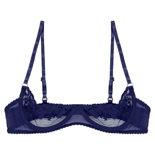 Women's Sheer Floral Lace Half Cup Bra Underwired Unlined Brassiere Lingerie - Bild 46 von 56