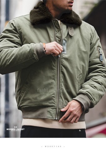 Invierno Hombres Ropa de Trabajo Chaqueta Retro Piloto Cuello de Piel Gruesa Chaqueta Chaqueta de Algodón - Imagen 11 de 26