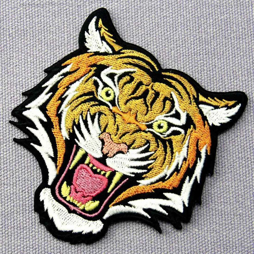 Iron on sew on patches transfers Embroidered appliques tiger animal badges biker - Image 4 of 4