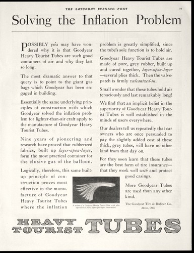 1919 Goodyear Reifen & Gummi schwere Schläuche Antenne Blimp Ballon 2-seitig Vintage DRUCKANZEIGE - Bild 3 von 3