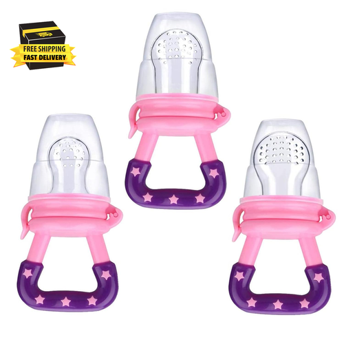 3 Pack Baby Food Feeder Fruit Food Silicone Pacifier Teething Toy Reusable Achin
