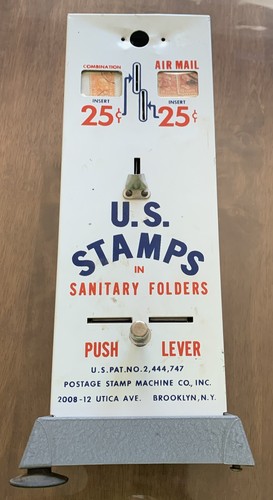2-Vintage 25 Cent US Postage Stamp Dispenser Vending Machine 1 Key 1 For Parts - Picture 11 of 16