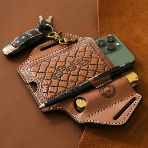 TOURBON Genuine Leather Phone Case Heavy Duty Cell Phone Belt Holster Pen Carry - Picture 21 of 24