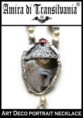 art deco nouveau jewelry photo charm medallion romantic necklace pendant woman - Picture 9 of 24