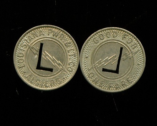 ZWEI LOUISANA POWER & LIGHT CO. TOKENS (2G897) ZWEI ALGIER, LA BUS TOKENS - Bild 2 von 3