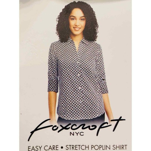 Foxcroft Black and White Button Up Blouse Women's Size Small NWT - Picture 5 of 6