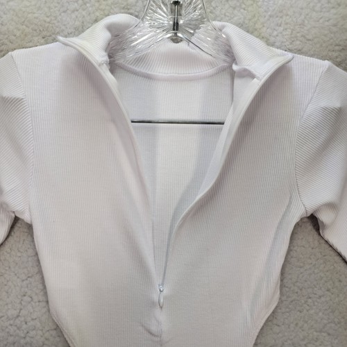 LNA Womens Bodysuit White Ribbed Mock Neck Festival Keller Cut Out Thong Size XS - Picture 14 of 22