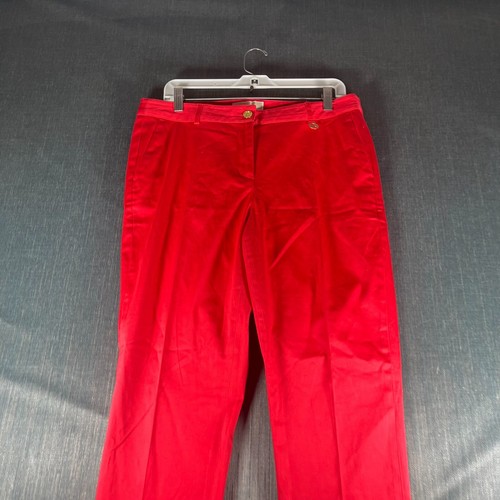 Michael Kors Women Chino Pant Size 10 Red Cotton Flat Front Slash Pocket Zip Fly - Picture 5 of 12