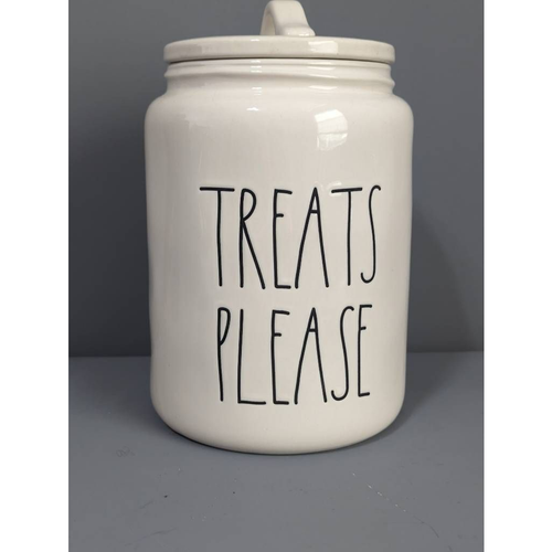 Rae Dunn Treats Please Cookie Jar Cannister White Ceramic Artisan Collection New - 第 1/6 張圖片