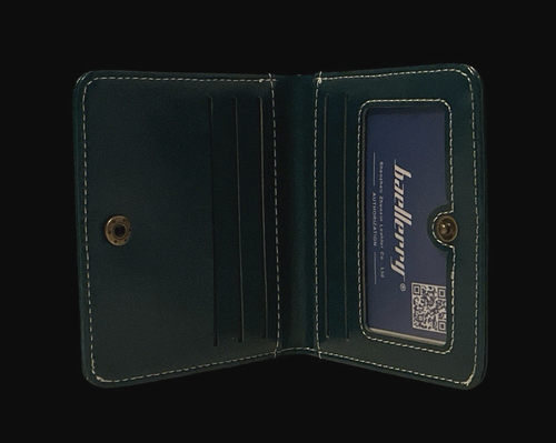 Baellerry Women Bifold Leather Mini Wallet ID Window Victorian Cross Green 8"x4" - Picture 12 of 14