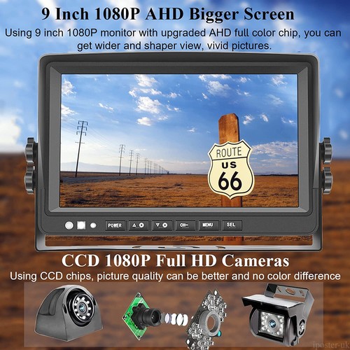 Videoregistratore DVR Quad Monitor 9" 4 x Telecamera CCD 16 GB per Sistema Camion Bus Furgone - Foto 5 di 24