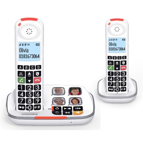 Swissvoice Xtra 2355 Duo Cordless Big Button Hearing Aid Elderly Amplified Phone - Picture 1 of 7