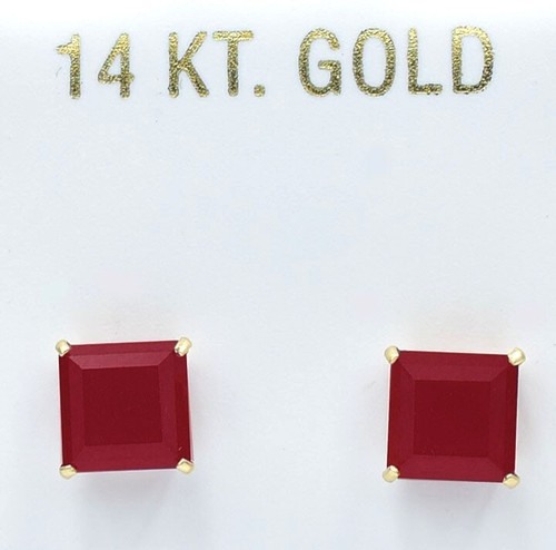 GENUINE 2.14 Cts RUBY STUD EARRINGS 14K YELLOW GOLD - Free Appraisal Service - Picture 5 of 8
