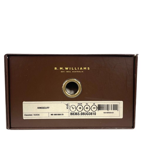 RM Williams Kingscliff Boot Mens AU/UK 10 US 11 Chocolate Suede Almond Toe New - Picture 12 of 12