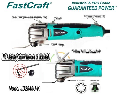 FastCraft 42pc Multi Tool Kit HIGH END PRO Grade Oscillating Tool + 40pc Blades - Picture 3 of 12