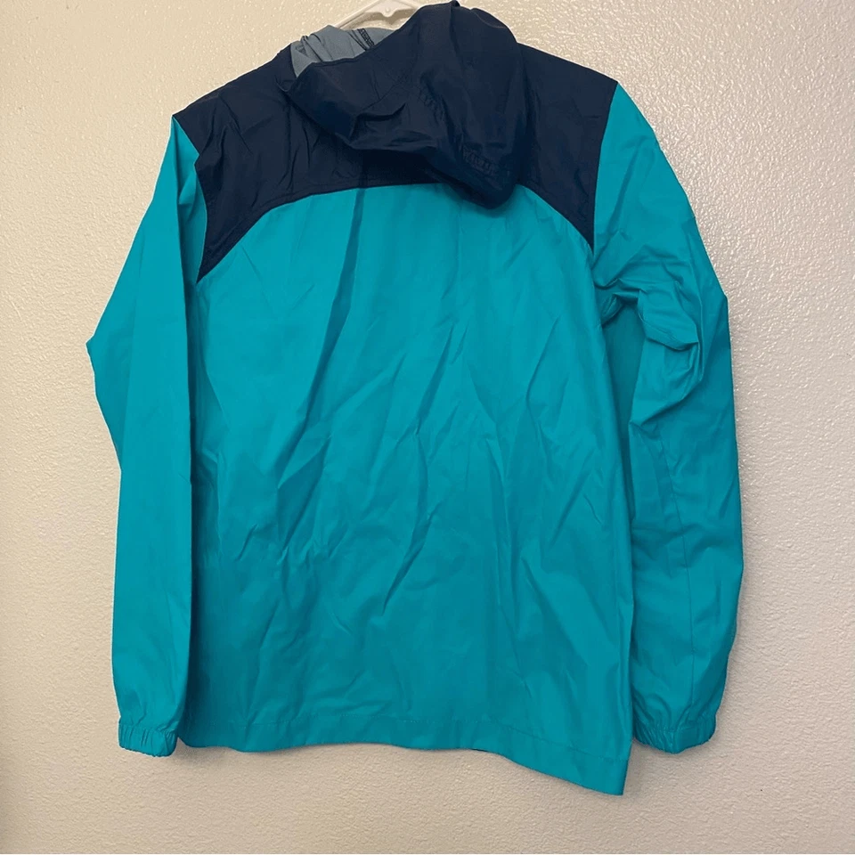 Jaqueta com capuz Columbia infantil meninos meninas azul aqua 100% nylon chuva tamanho L 14-16 - Imagem 2 de 4